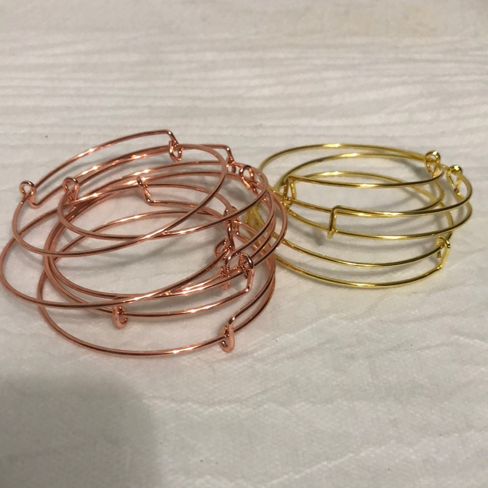 Rose Gold & Gold Adjustable Bangle Bracelets bundle of 9